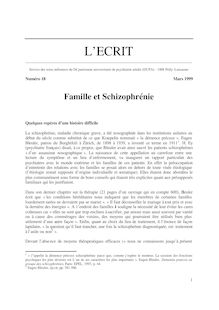 Famille et schizophrénie - L ECRIT