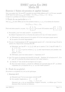 ESSEC 2003 mathematiques iii classe prepa hec (ece)
