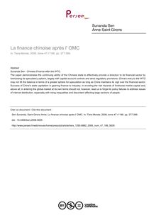 La finance chinoise après l  OMC - article ; n°186 ; vol.47, pg 377-389