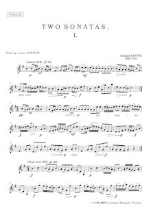 Partition violon II, Two sonates, 2 Trio Sonatas, 1. G major 2. D major