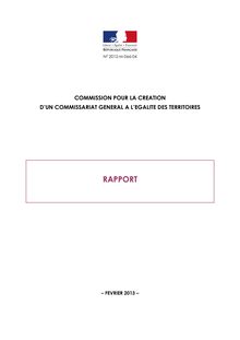 Rapport de la commission pour la création d un Commissariat général à l égalité des territoires