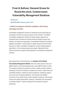 Frost & Sullivan: Demand Grows for Round-the-clock, Context-aware Vulnerability Management Solutions