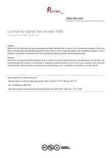 La crise du cognac des années 1990 - article ; n°1 ; vol.172, pg 767-774