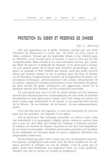 PROTECTION DU GIBIER ET RESERVES  DE CHASSE