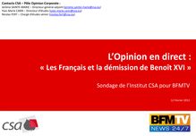 L’Opinion en direct : « Les Français et la démission de Benoît XVI »