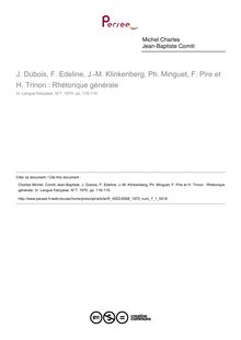 J. Dubois, F. Edeline, J.-M. Klinkenberg, Ph. Minguet, F. Pire et H. Trinon : Rhétorique générale  ; n°1 ; vol.7, pg 116-119