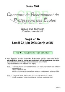 2008-16 - Concours de Recrutement de Professeurs des Écoles