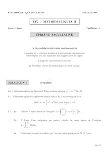 Mathématiques II 1999 BTS Informatique de gestion