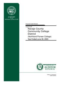 Navajo County Community College District June 30, 2003 Single Audit  Report