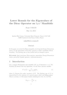 Lower Bounds for the Eigenvalues of the Dirac Operator on Spinc Manifolds