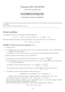 Mathématiques 2005 Classe Prepa HEC (ECS) EM Lyon