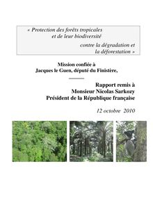 Protection des forêts tropicales et de leur biodiversité contre la dégradation et la déforestation