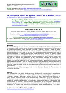 La cisticercosis porcina en América Latina y en el Ecuador (Porcine cysticercosis in Latin America and Ecuador)