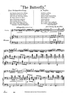 Partition violon et partition de piano, Blumenleben, Hubay, Jenö