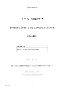 Italien 2004 BTS Vente et productions touristiques