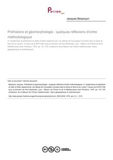 Préhistoire et géomorphologie : quelques réflexions d ordre méthodologique - article ; n°1 ; vol.9, pg 121-135