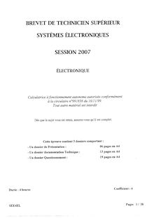 Electronique 2007 BTS Systèmes électroniques
