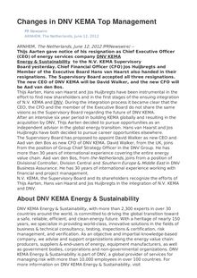 Changes in DNV KEMA Top Management