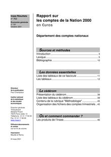 Comptes nationaux Rapport sur les comptes de la Nation 2000 Edition en euros