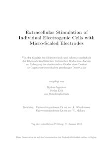 Extracellular stimulation of individual electrogenic cells with micro-scaled electrodes [Elektronische Ressource] / vorgelegt von Stefan Eick