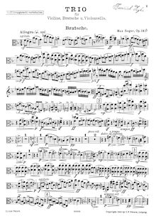 Partition viole de gambe, corde Trio, Op.141b, D minor, Reger, Max
