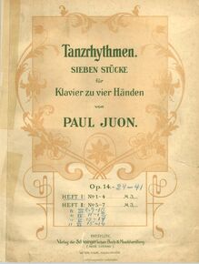 Partition Color covers, Tanzrhythmen, Books I et II, Juon, Paul