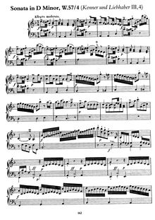 Partition complète, Sonata en D Minor from  Clavier-Sonaten nebst einigen Rondos … für Kenner und Liebhaber, III 