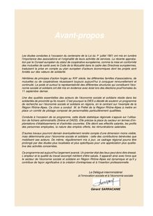 L économie sociale et solidaire en Rhône-Alpes 2003