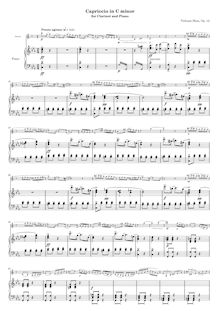 Partition de piano, Capriccio en C minor pour clarinette et Piano, Op.12