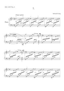 Partition Allegro agitato No.1, 3 Piano pièces EG 105, Grieg, Edvard
