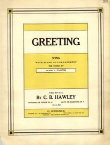 Partition couverture couleur, Greeting, A♭ major, Hawley, Charles Beach