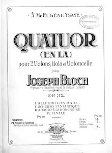 Partition violon 1, corde quatuor, A minor, Bloch, József