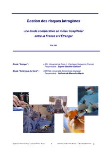 Gestion des risques iatrogènes : une étude comparative en milieu hospitalier entre la France et l étranger