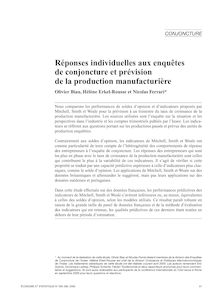 Réponses individuelles aux enquêtes de conjoncture et  prévision de la production manufacturière 