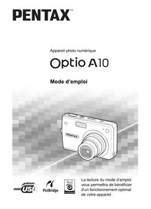 Notice Appareil Photo numériques Pentax  Optio A10