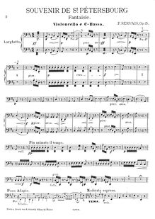 Partition violoncelle et basse , partie, Souvenir de St Pétersbourg, Op.15