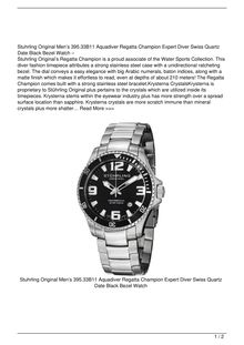 Full Stuhrling Original Men8217s 395.33B11 Aquadiver Regatta Champion Professional Diver Swiss Quartz Date Black Bezel Watch Watch Reviews