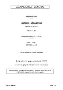 Sujet d histoire-géo du bac L et ES (2017)
