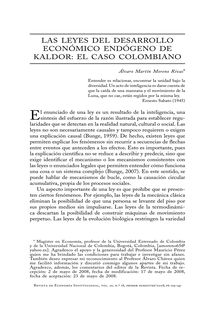 Las leyes del desarrollo económico endógeno de Kaldor: el caso colombiano (Kaldor Endogenous Economic Development Laws: The Colombian Case)