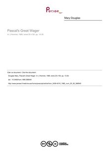 Pascal s Great Wager - article ; n°93 ; vol.25, pg 13-30