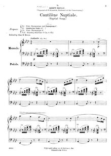 Partition complète, Cantilène nuptiale, Nuptial Song, A♭ Major, Dubois, Théodore