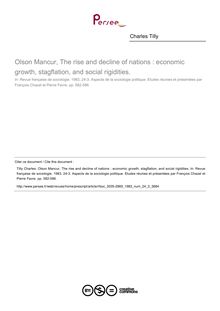 Olson Mancur, The rise and decline of nations : economic growth, stagflation, and social rigidities.  ; n°3 ; vol.24, pg 582-586