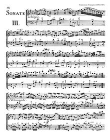 Partition Sonata No.3 en D major, 12 violon sonates (deuxième livre)