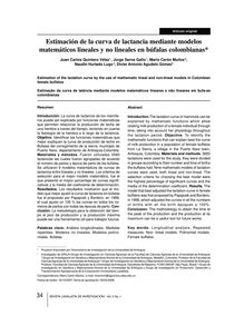 Estimación de la curva de lactancia mediante modelos matemáticos lineales y no lineales en búfalas colombianas (Estimation of the lactation curve by the use of mathematic lineal and non-lineal models in Colombian female buffalos)