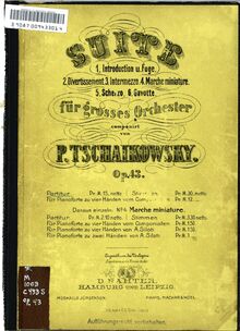 Partition couverture couleur,  No.1, D minor, Tchaikovsky, Pyotr