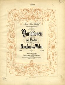 Partition couverture couleur, Variations pour 2 pianos, Op.64, Wilm, Nicolai von