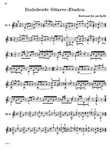 Partition No.7-12, 25 Progressive études, Op.60, Sor, Fernando
