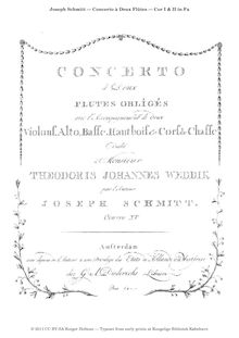 Partition cor en F 1/2 , partie (transposed from G), Concerto pour 2 flûtes