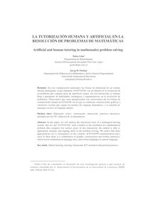 La tutorización humana y artificial en resolución de problemas de matemáticas (Artificial and human tutoring in mathematics problem solving)