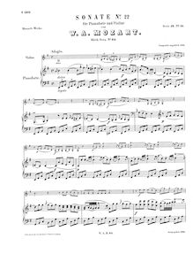 Partition de piano, violon Sonata, E minor, Mozart, Wolfgang Amadeus
